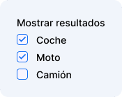 Ejemplo componente Checkbox como filtros