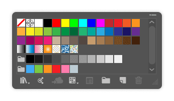 Ejemplo de color picker reducido a muestras en Illustrator