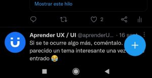 Botón FAB en la app de Twitter