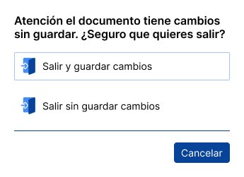 representación de enlaces comando o command links para salir sin guardar