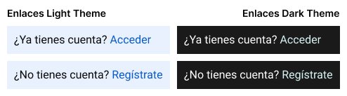 Imagen con enlaces en azul para el tema claro o light theme y enlaces casi blancos para el tema oscuro o dark theme