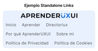 Imagen de menu footer como ejemplo de enlaces independientes o standalone links