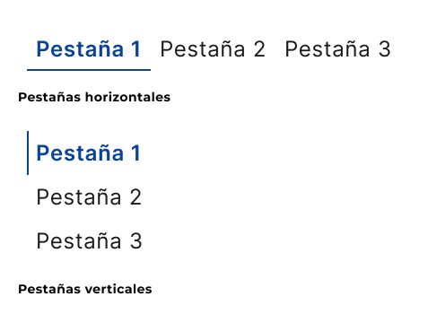 Ejemplo de pestañas horizontales y pestañas verticales